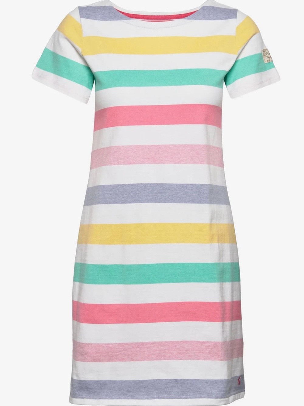Joules Pastel Multi-Stripe Short Sleeve Shift Dress - Medium